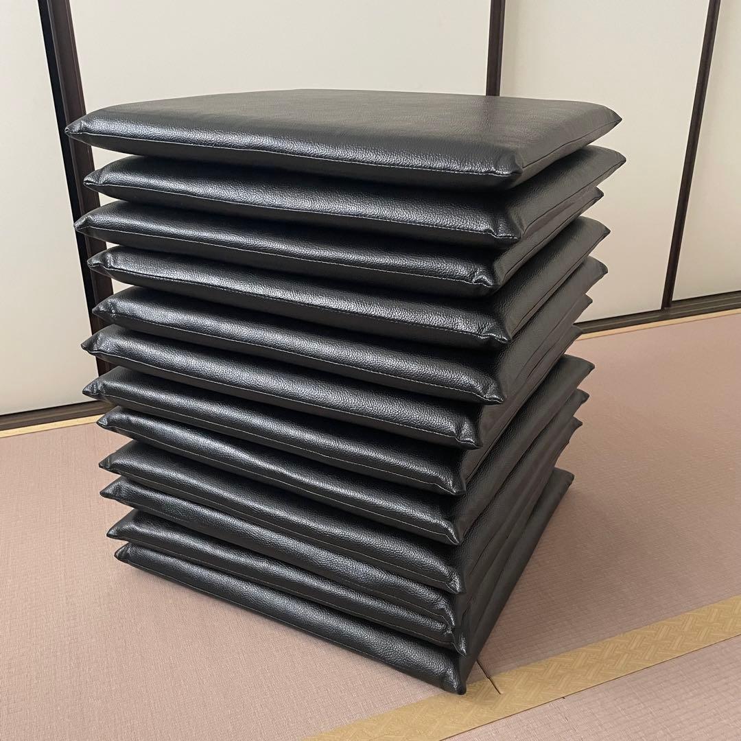 大きいサイズ　50×50×厚み5cm 黒　滑りにくいレザー　業務用　座布団　黒