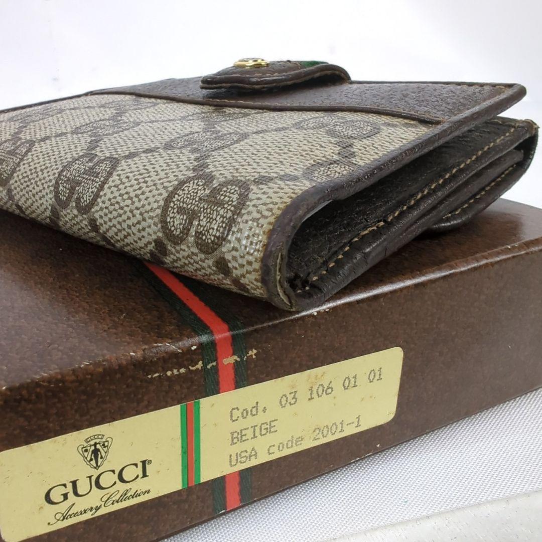 【良品】GUCCI グッチ GG柄 シェリーライン 二つ折り 財布 ヴィンテージ