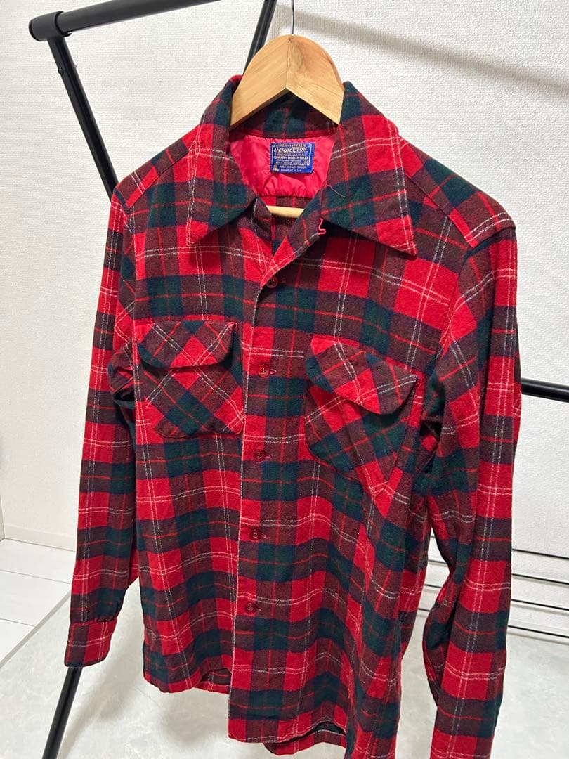 【USA製】PENDLETON ウールシャツ 赤チェック M 70年代タグ