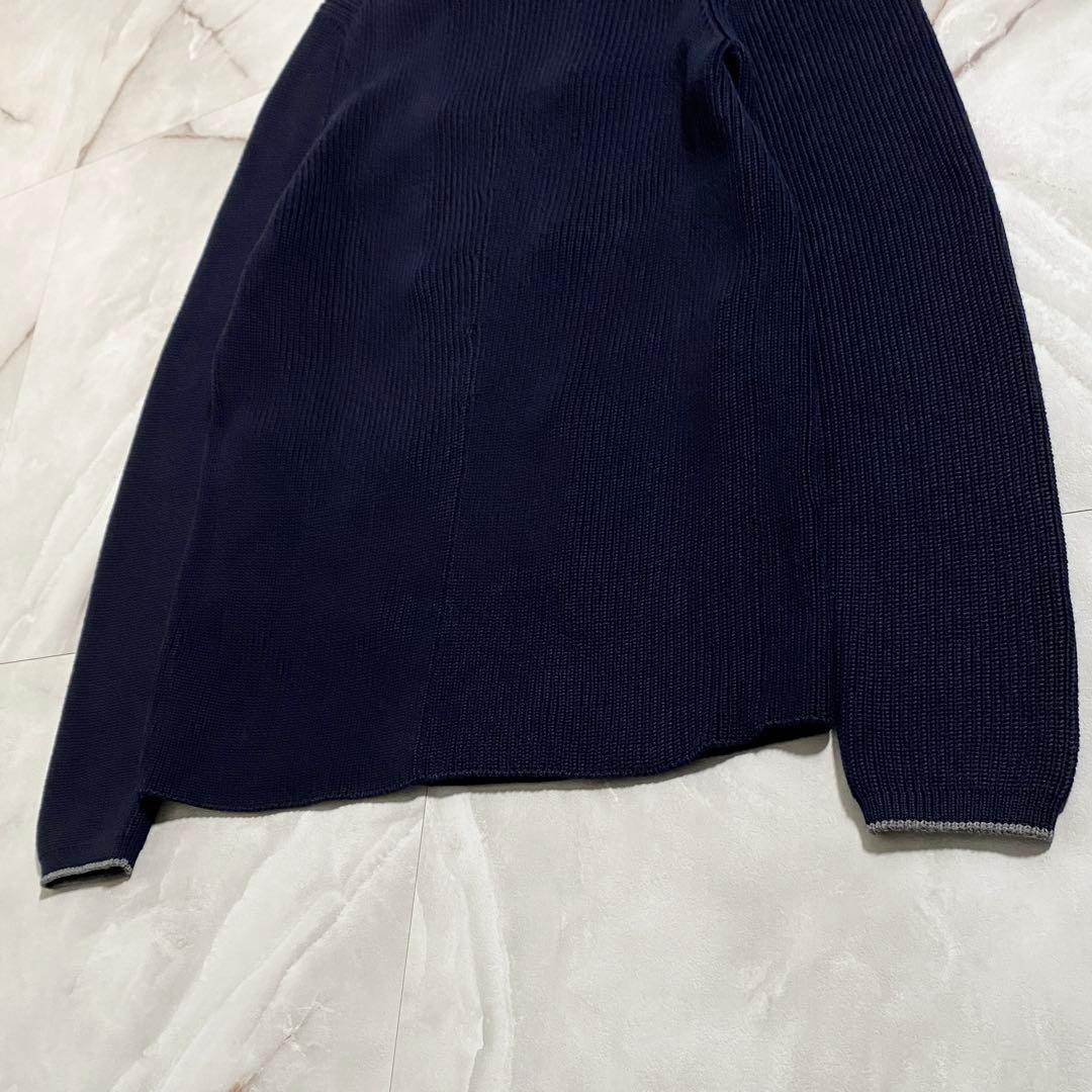 A18283 ブルネロクチネリ メタルボタン ダブルブレストカーディガン 紺48