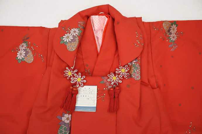 洗える着物可愛い着物フルセット☆3歳女の子用【被布コートセット】小物付き 化繊