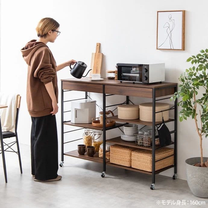 Cammy 幅120cm キッチンラック ブラウン