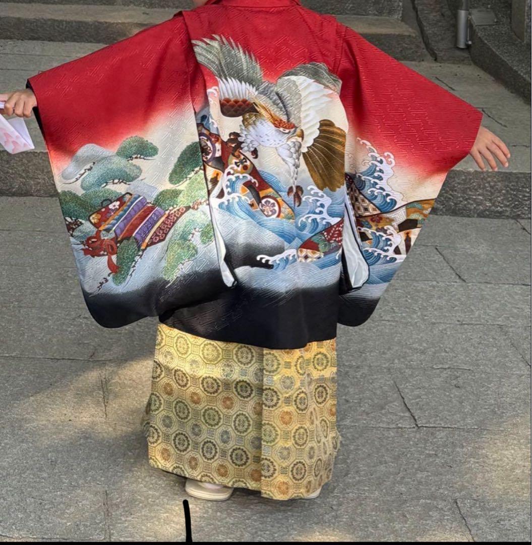 七五三用 赤と黒の着物　か