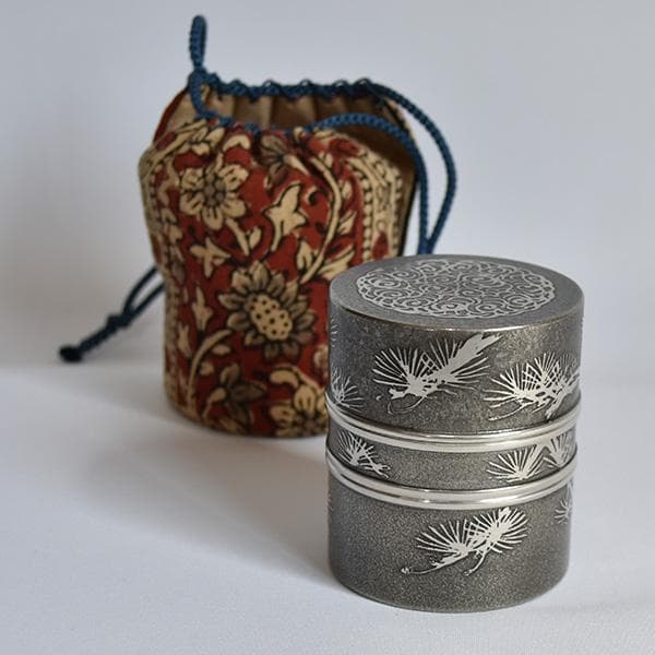 煎茶道 上錫大阪錫半 茶壷茶筒01