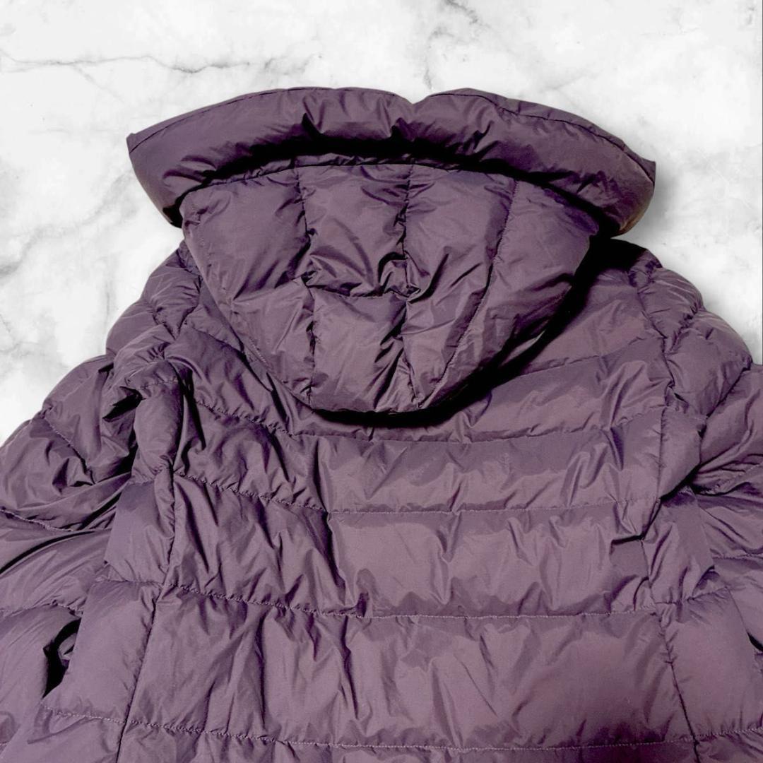 【美品】ユニクロ +J 　ウルトラライトダウン　フーデットコート パープル L
