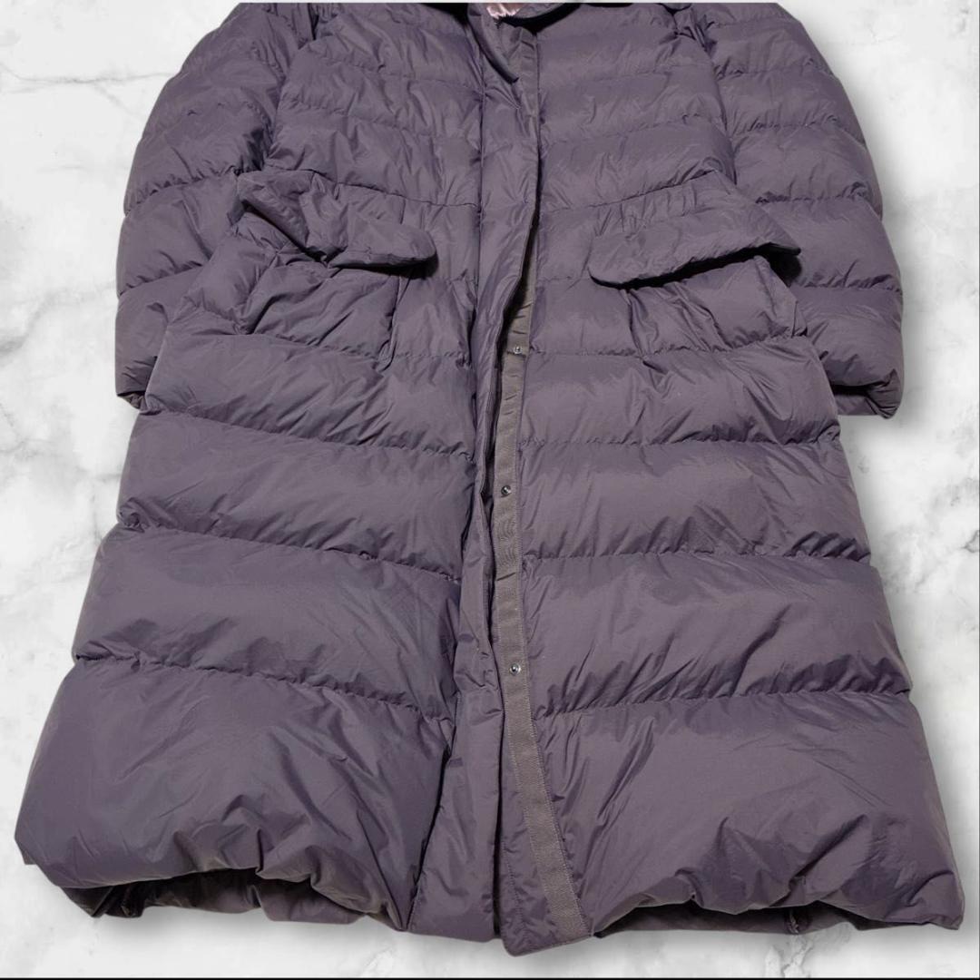 【美品】ユニクロ +J 　ウルトラライトダウン　フーデットコート パープル L