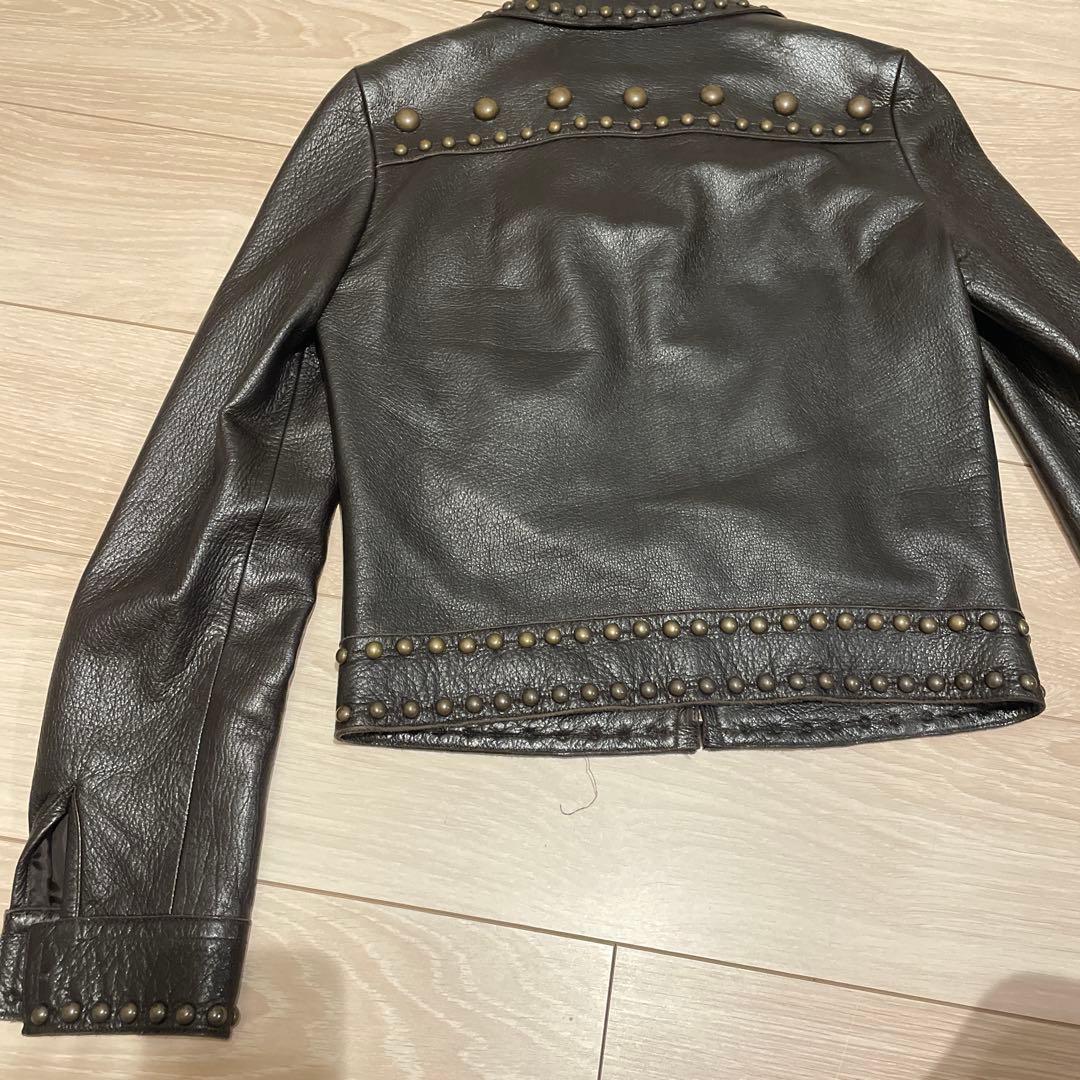 美品❣️Chloé スタッズ付きブラウンレザージャケット
