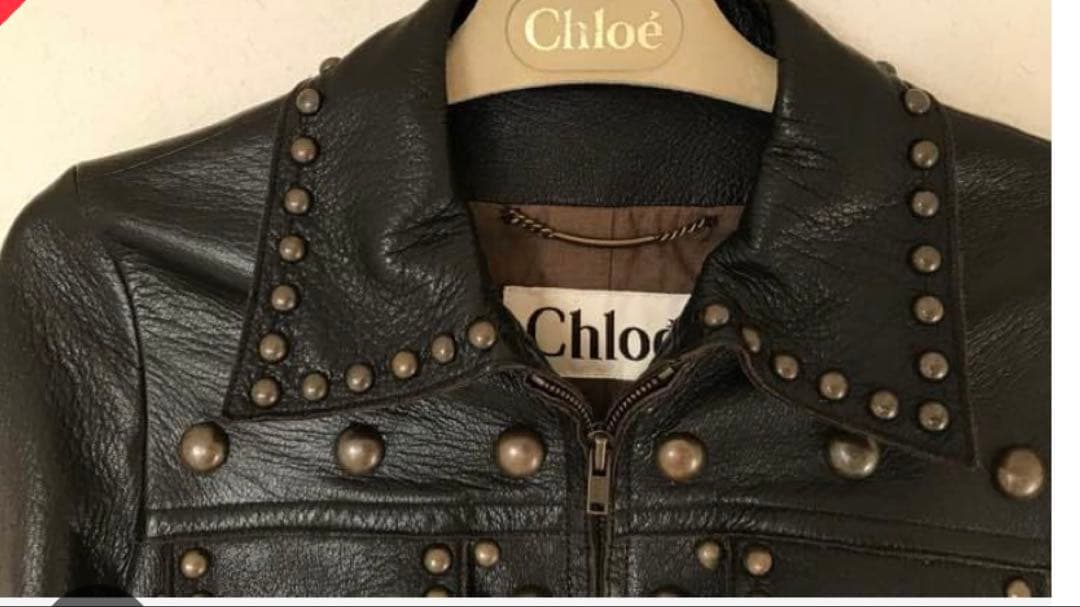 美品❣️Chloé スタッズ付きブラウンレザージャケット