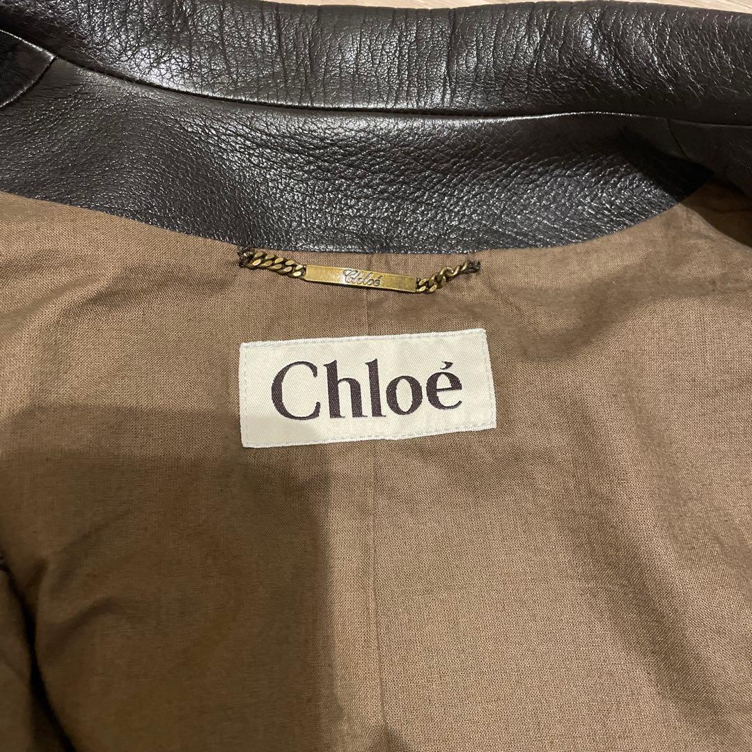 美品❣️Chloé スタッズ付きブラウンレザージャケット
