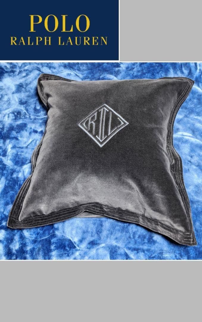 【POLO RALPH LAUREN】クッションカバー/ベロア/刺繍/ロゴ/新品
