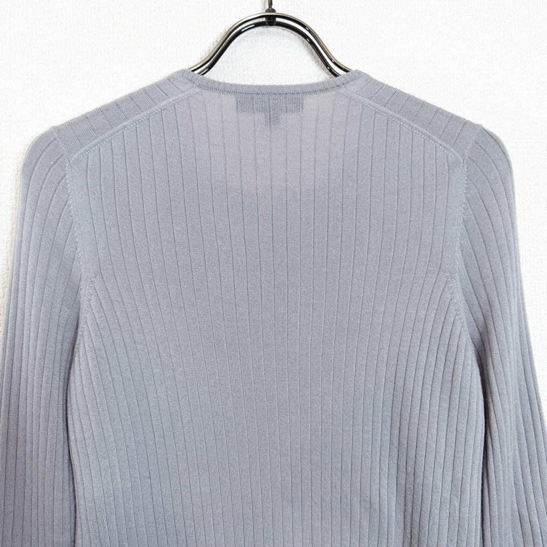 Drawer ドゥロワー リブニット　クルーネック　グレーカシミヤ　シルク