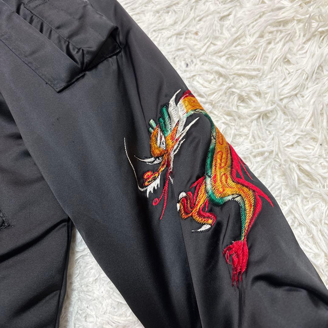 コリアン フード フライトジャケット ドラゴン US Sサイズ ブラック