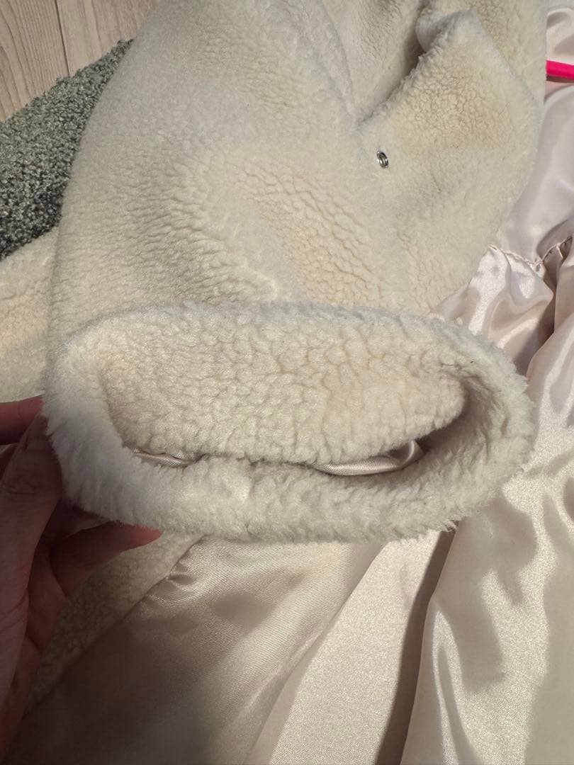 美品ヨリ　yori もふボアコート ペプラム　テディベアコート ベージュ36