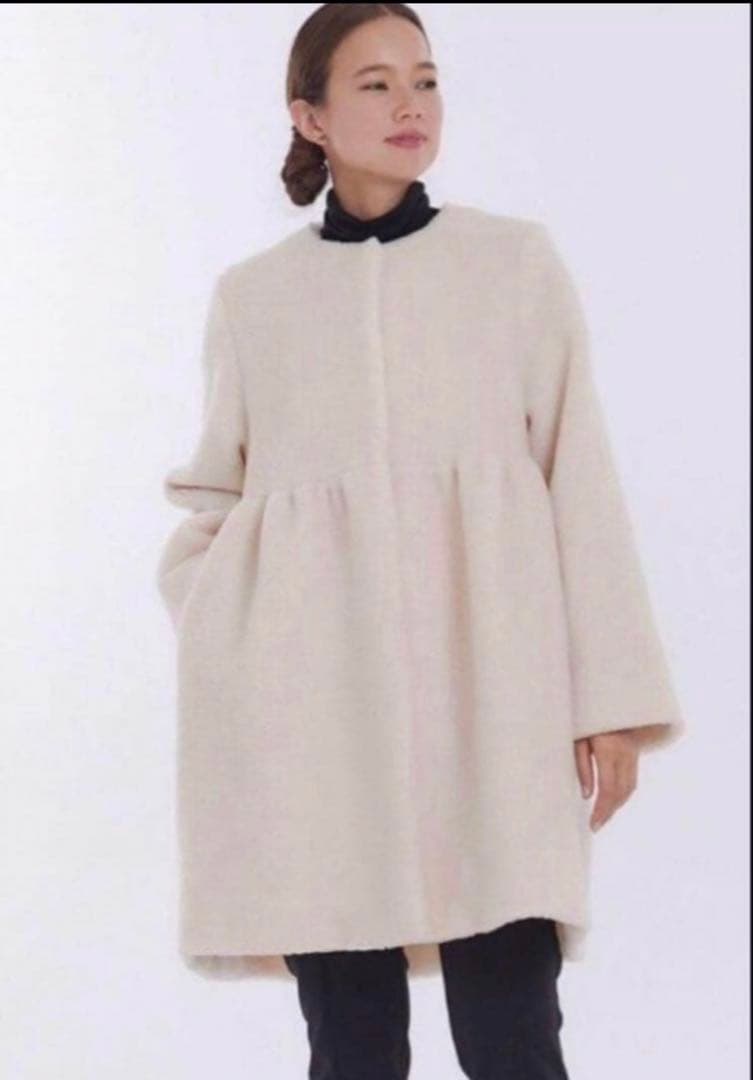 美品ヨリ　yori もふボアコート ペプラム　テディベアコート ベージュ36