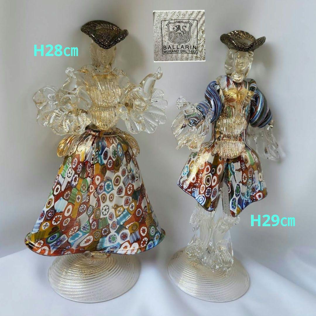 ナ*カ様 ベネチアンガラス ミルフィオリ バラリン工房 金彩 ペアドール mur