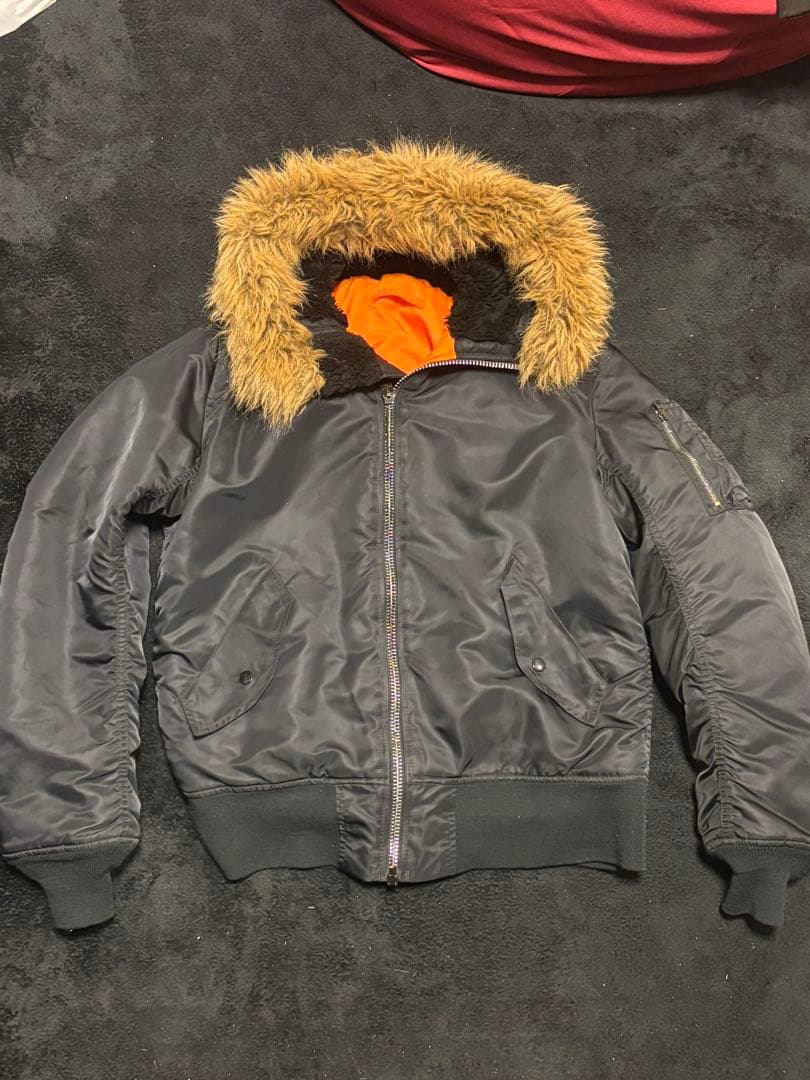 希少 Alpha アルファ ma1 × n2b ファーフード ブラック 黒 L