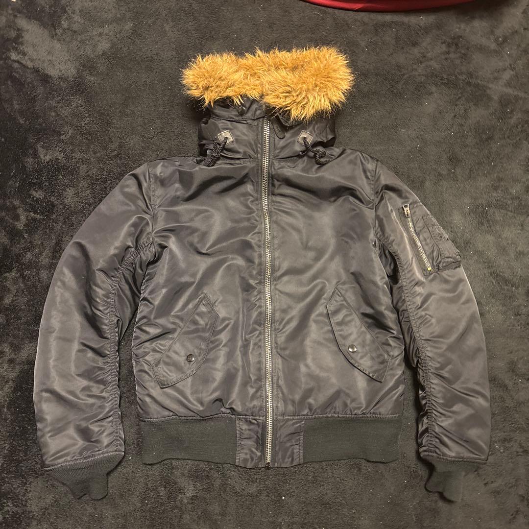 希少 Alpha アルファ ma1 × n2b ファーフード ブラック 黒 L