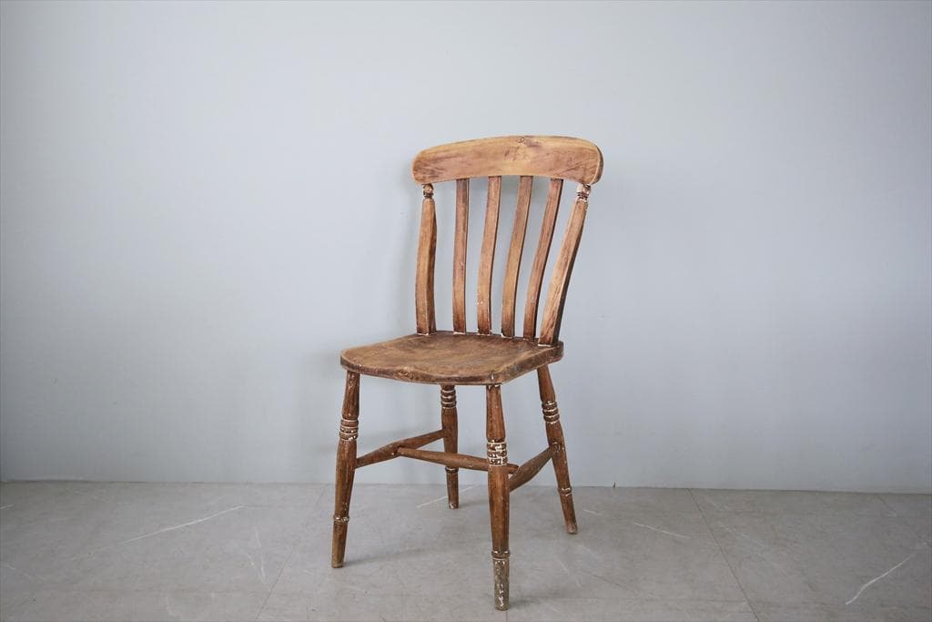 英国アンティーク木製キッチンチェア/ダイニングイス椅子/飾り棚(92-81-1)