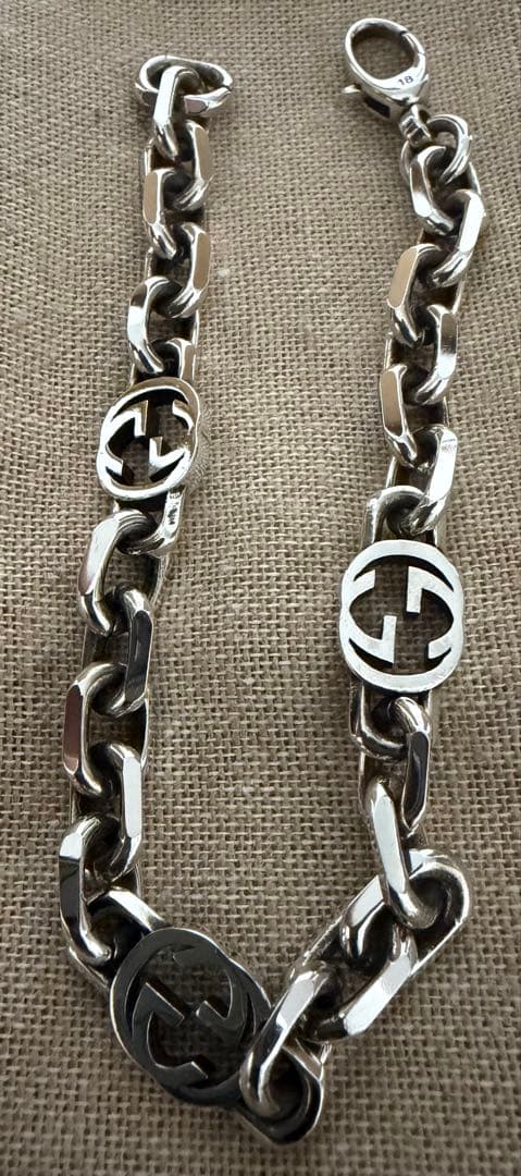 GUCCI インターロッキング ブレスレット 18号 シルバー チェーン