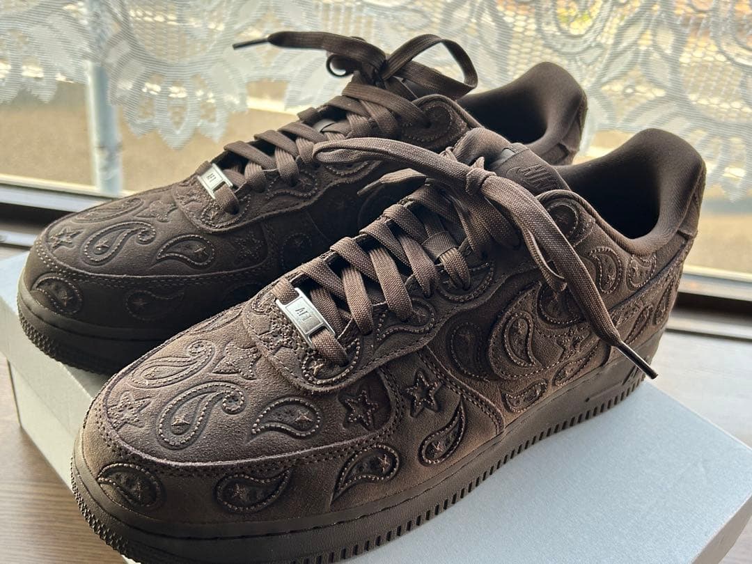 エアフォース1 バロックブラウン　ペイズリー刺繍スニーカー28cm 10インチ