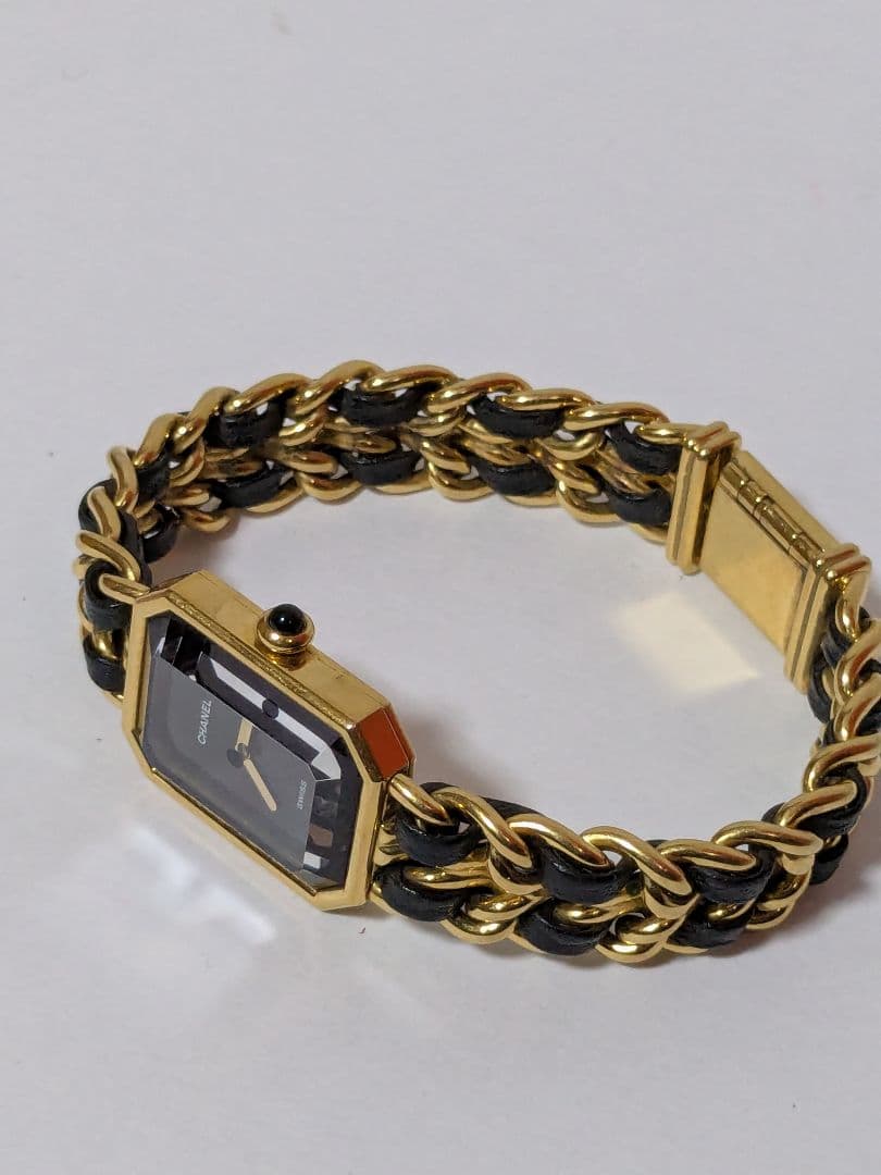 美品　CHANEL　プルミエールＬ ゴールド×ブラック レディース　腕時計