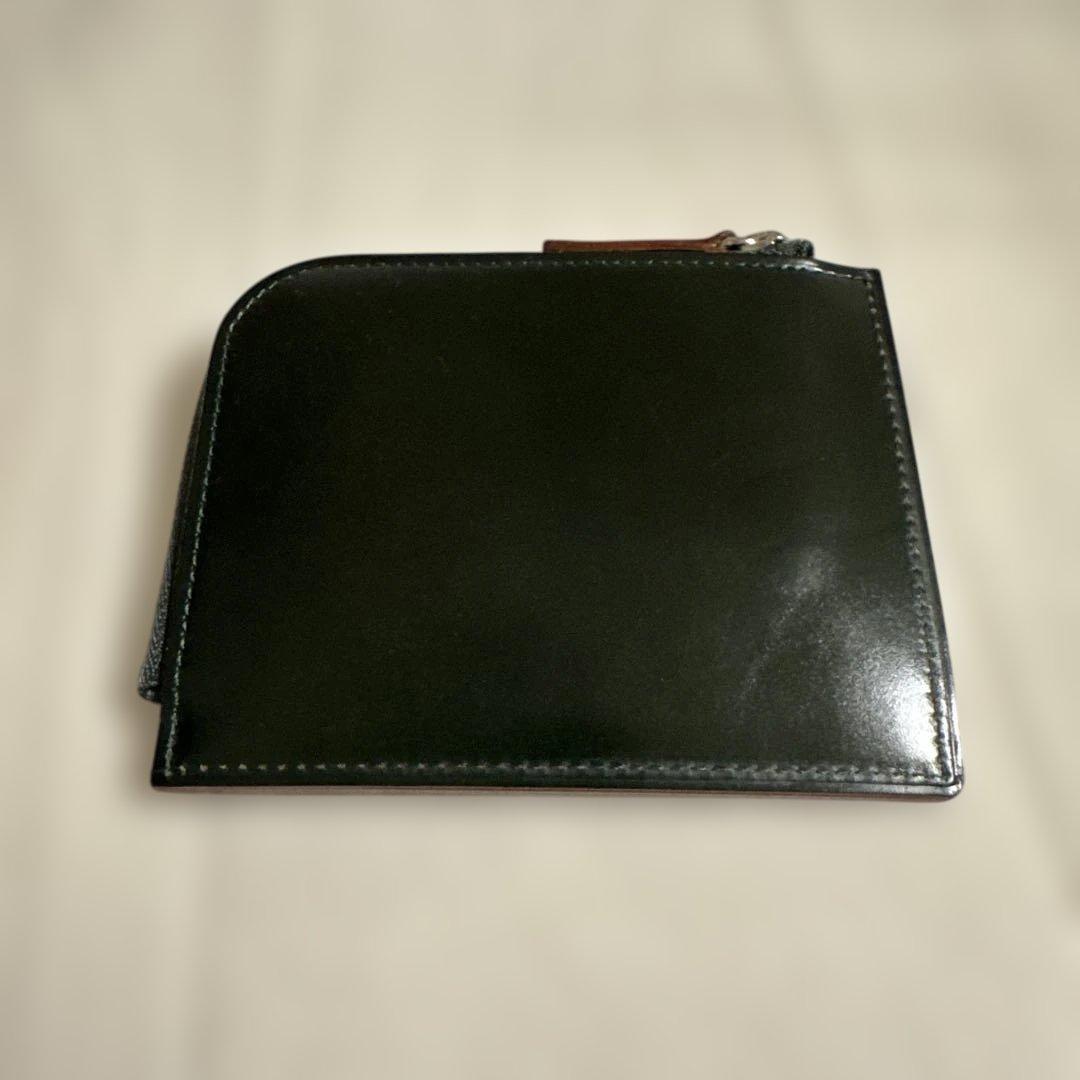 土屋鞄　コードバンLファスナー　ダークグリーン