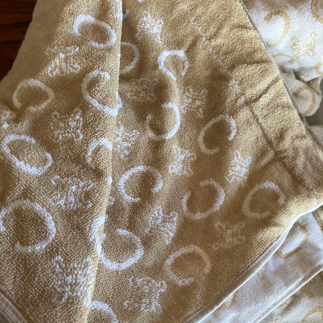 CELINE タオルケット 140cm x 190cm アイボリー　綿100%