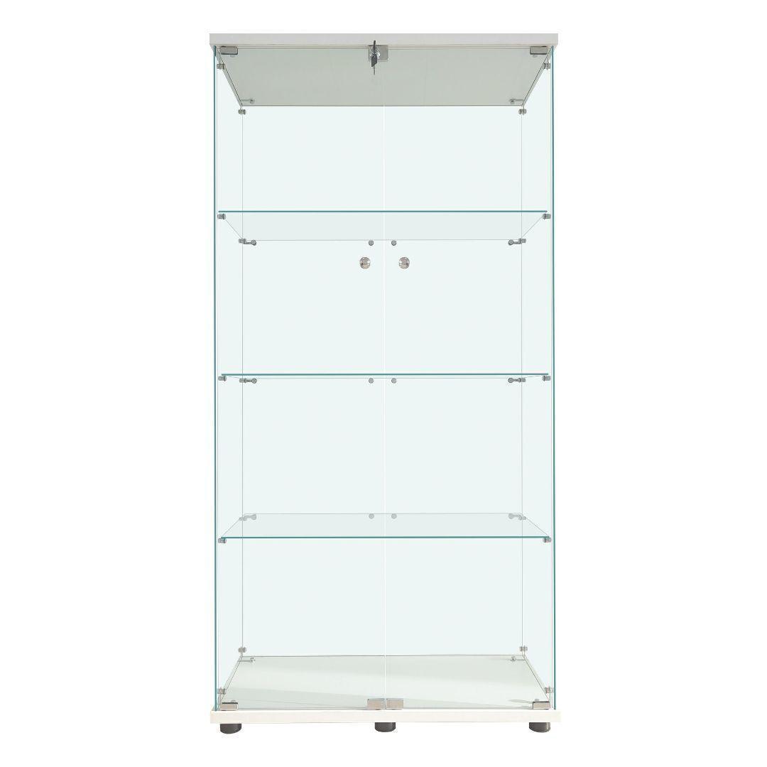 ガラスケース 4段両扉 コレクション フィギュア 棚 ショーケース 白 2001