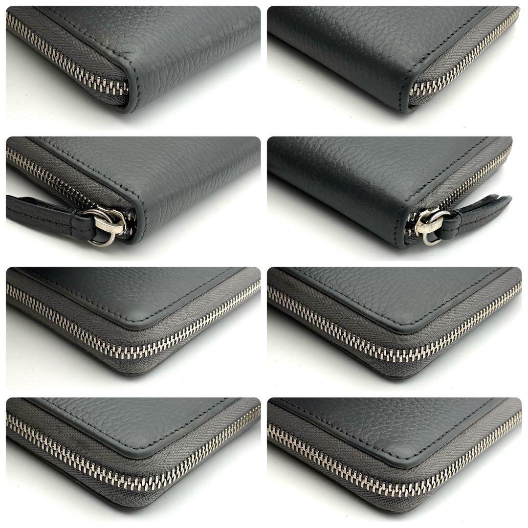 ☆箱付☆美品☆グッチ GGマーモント ラウンドファスナー長財布 レザー グレー