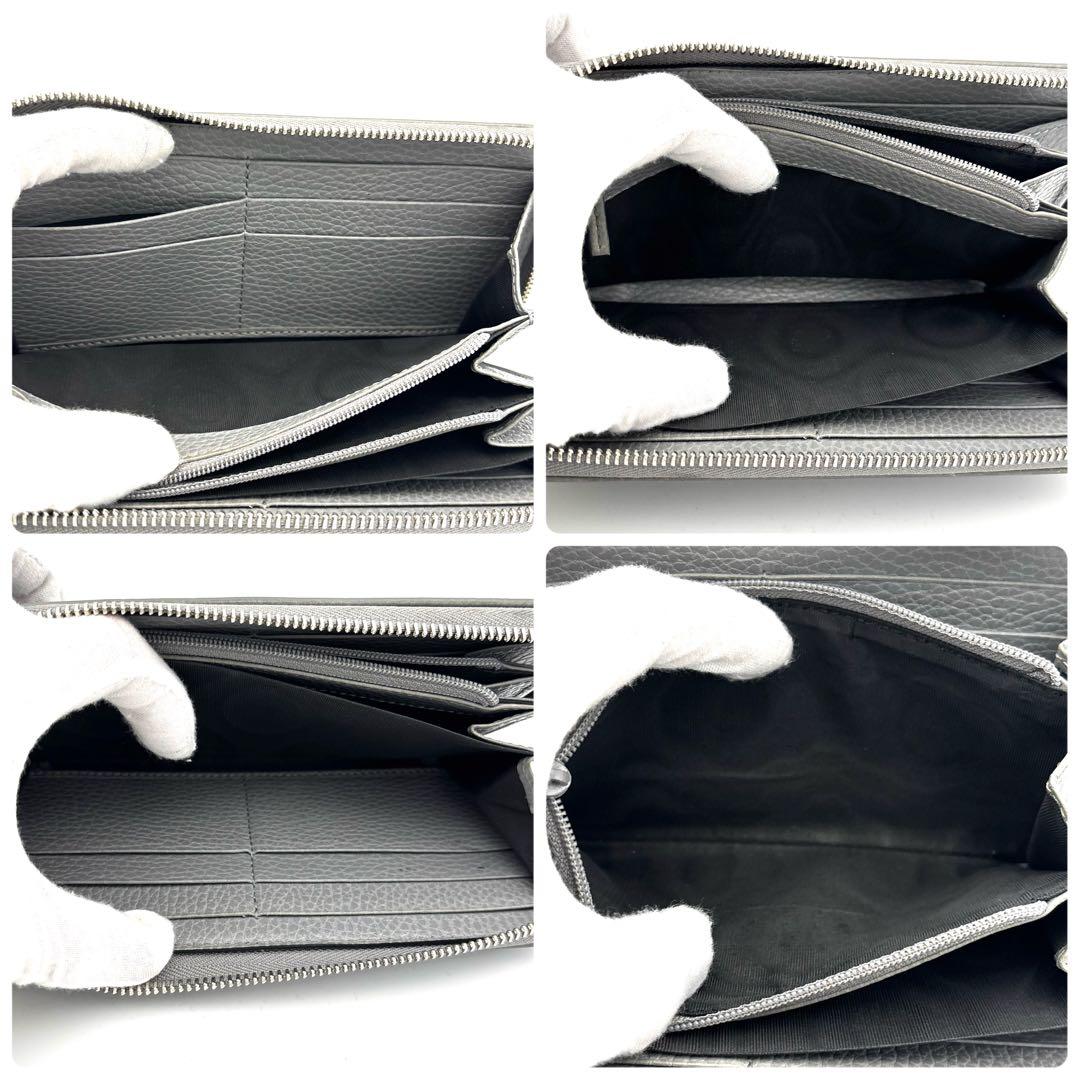 ☆箱付☆美品☆グッチ GGマーモント ラウンドファスナー長財布 レザー グレー