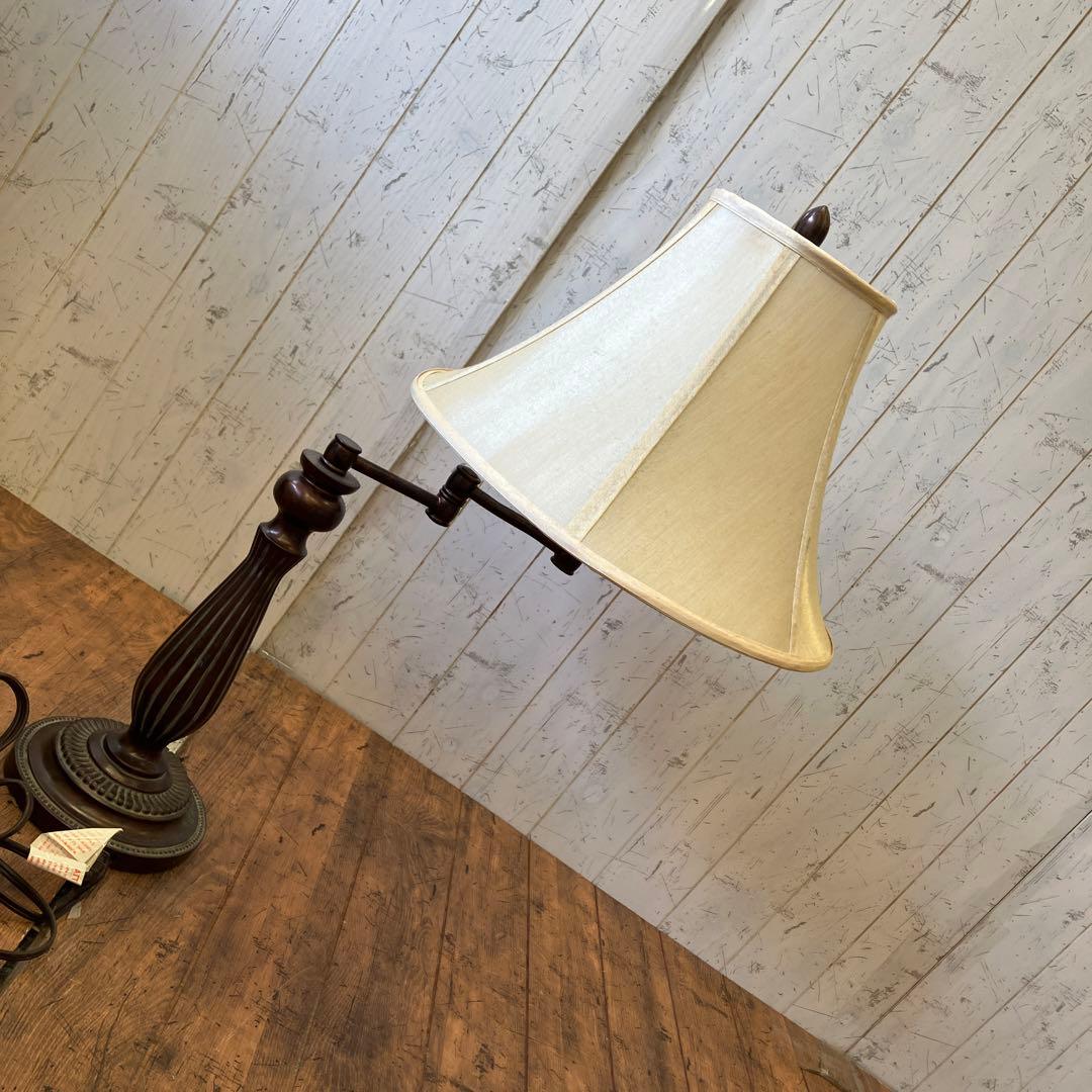 アンティーク 木製 拡張式 シェードランプ フロアライト 照明器具 間接照明