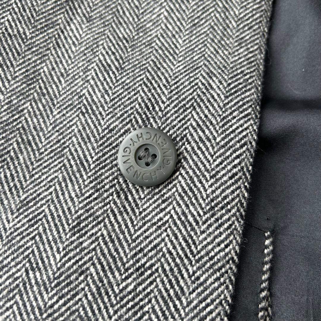 美品✨　 カシミヤ混✨　ジバンシー　ステンカラーコート　ヘリンボーン　ロゴボタン