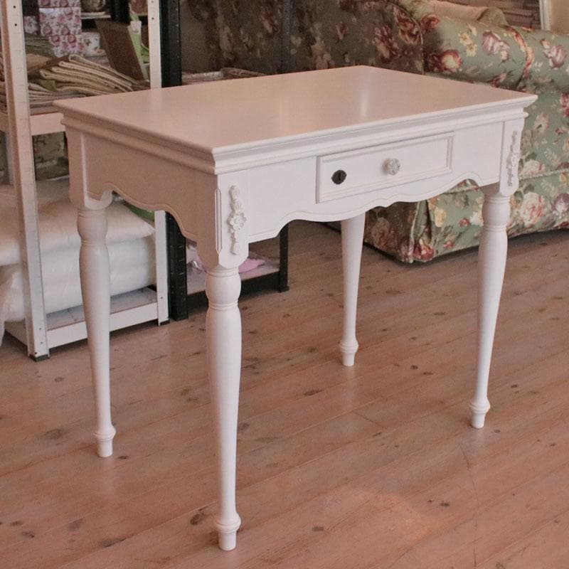 鍵付きデスク 幅80cm クラシカル 机 白家具 お洒落 256-178