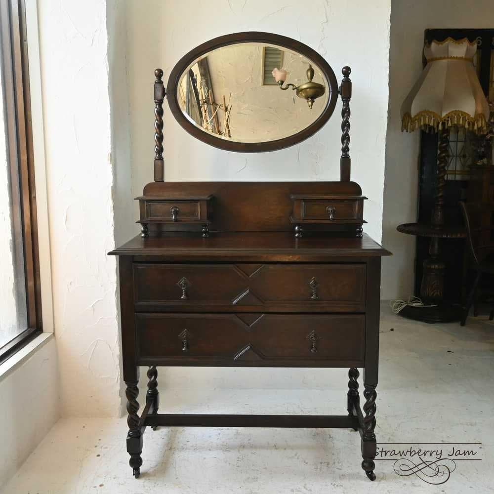 L3612-82 英国アンティーク オーク 化粧台 ドレッサー イギリス