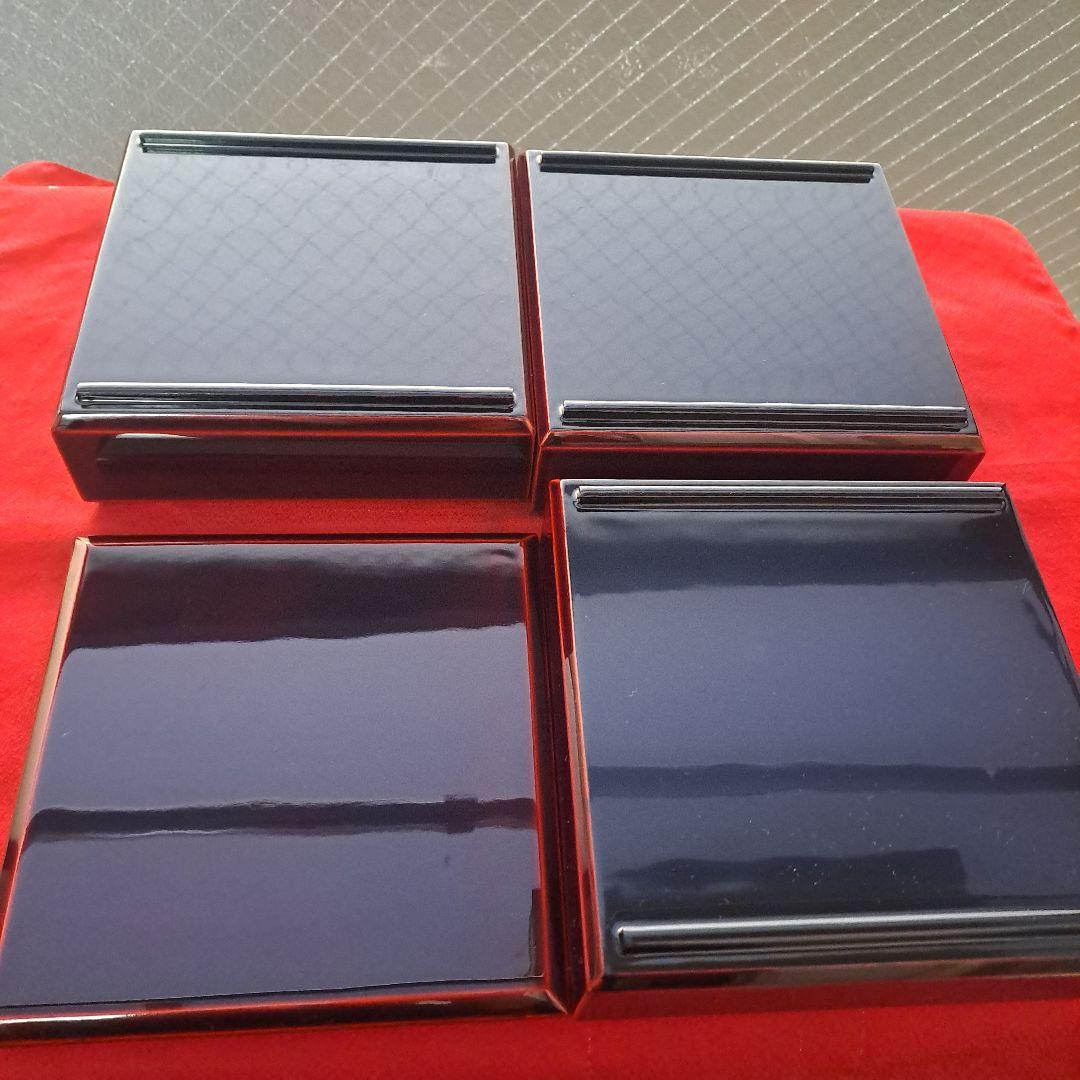 【会津漆器　5.5寸　ダイヤ/校倉型　3段重箱】天然木製　溜塗　　長期保管品