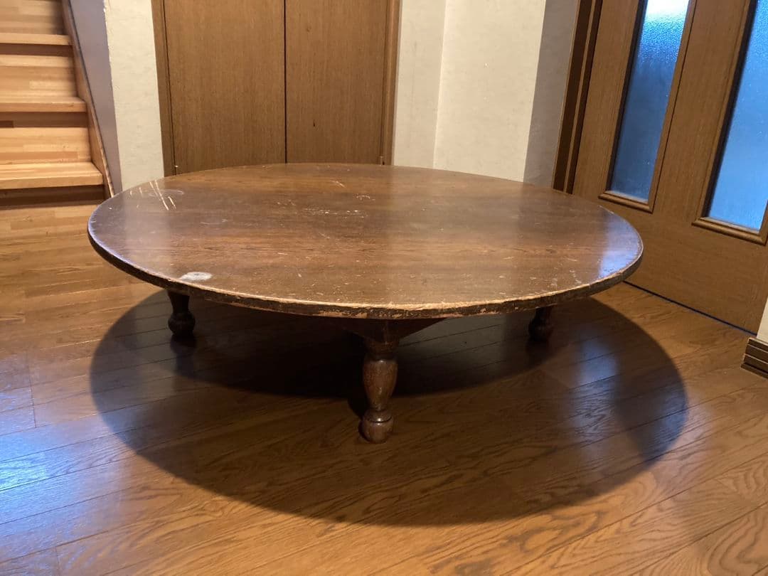【昭和レトロ】大型 丸ちゃぶ台（直径108cm高さ30cm座卓）