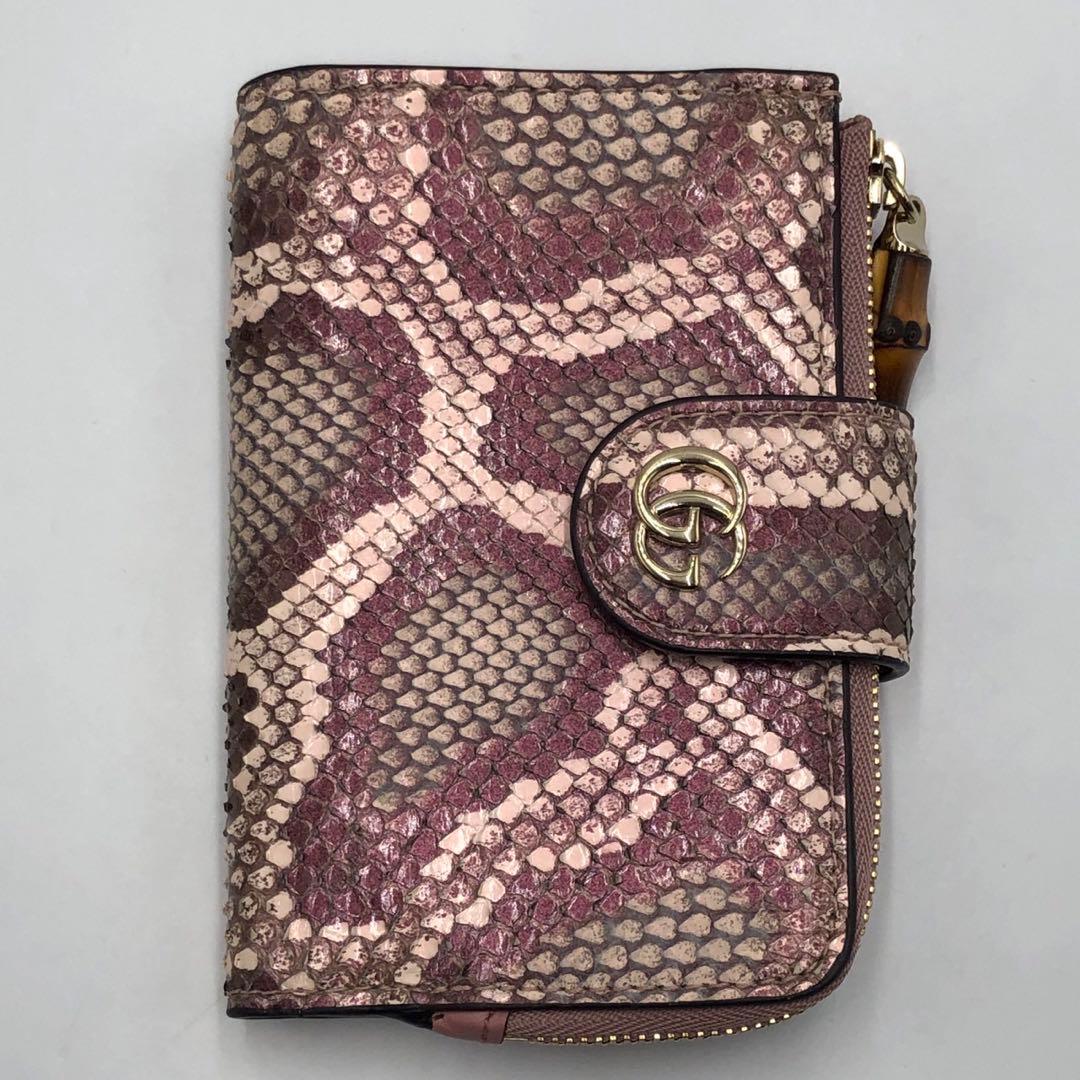 ［未使用］グッチ　パイソン　バンブー　ミディアムウォレット　739498