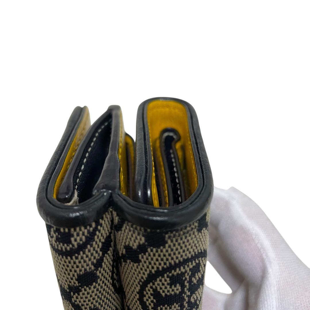 ⭐️美品 ⭐️トリーバーチ 三つ折り財布 ネイビー イエロー レザー キャンバス