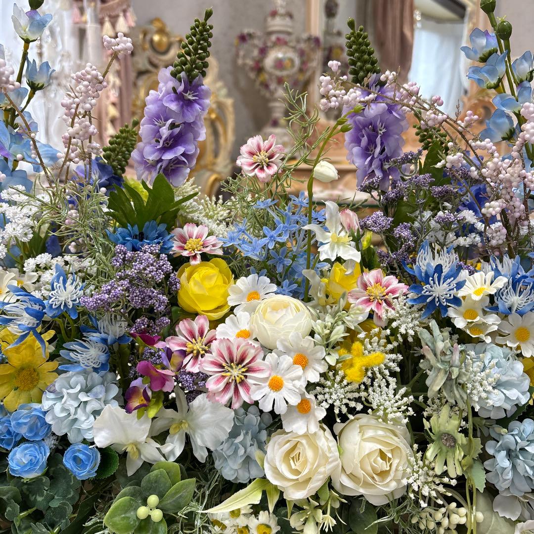 特大サイズ・横広・フラワーアレンジメント・サンタアコーディオンオルゴール合計2点