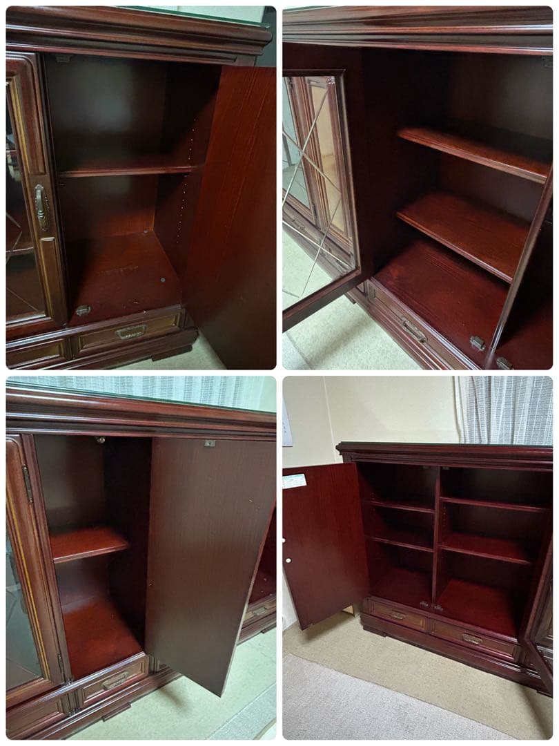 特大サイドボード　大型飾り棚　キャビネット　リビングディスプレイボード　ガラス扉