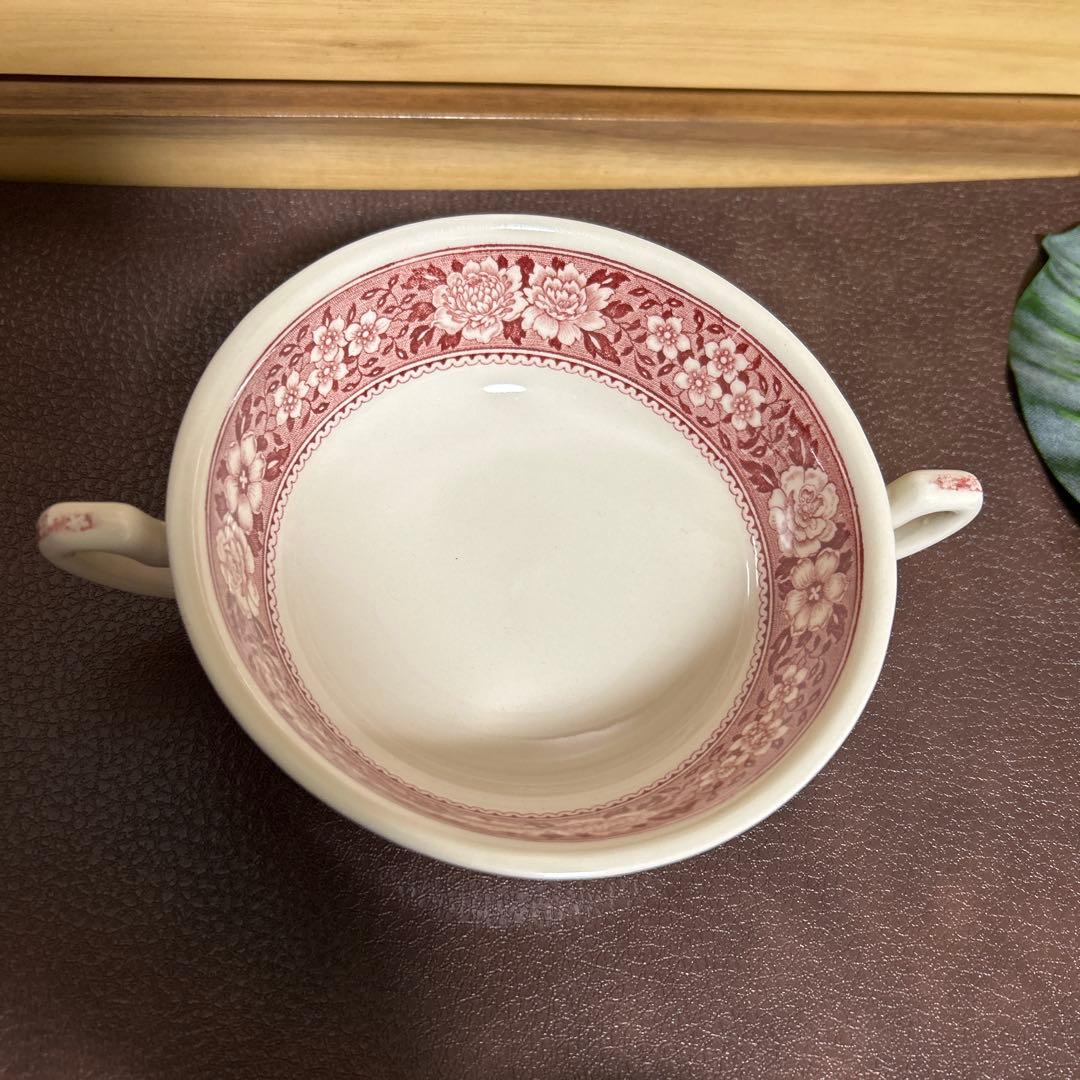 3セット　ビレロイ&ボッホ　スープカップ　ソーサー付　花　赤　Rusticana