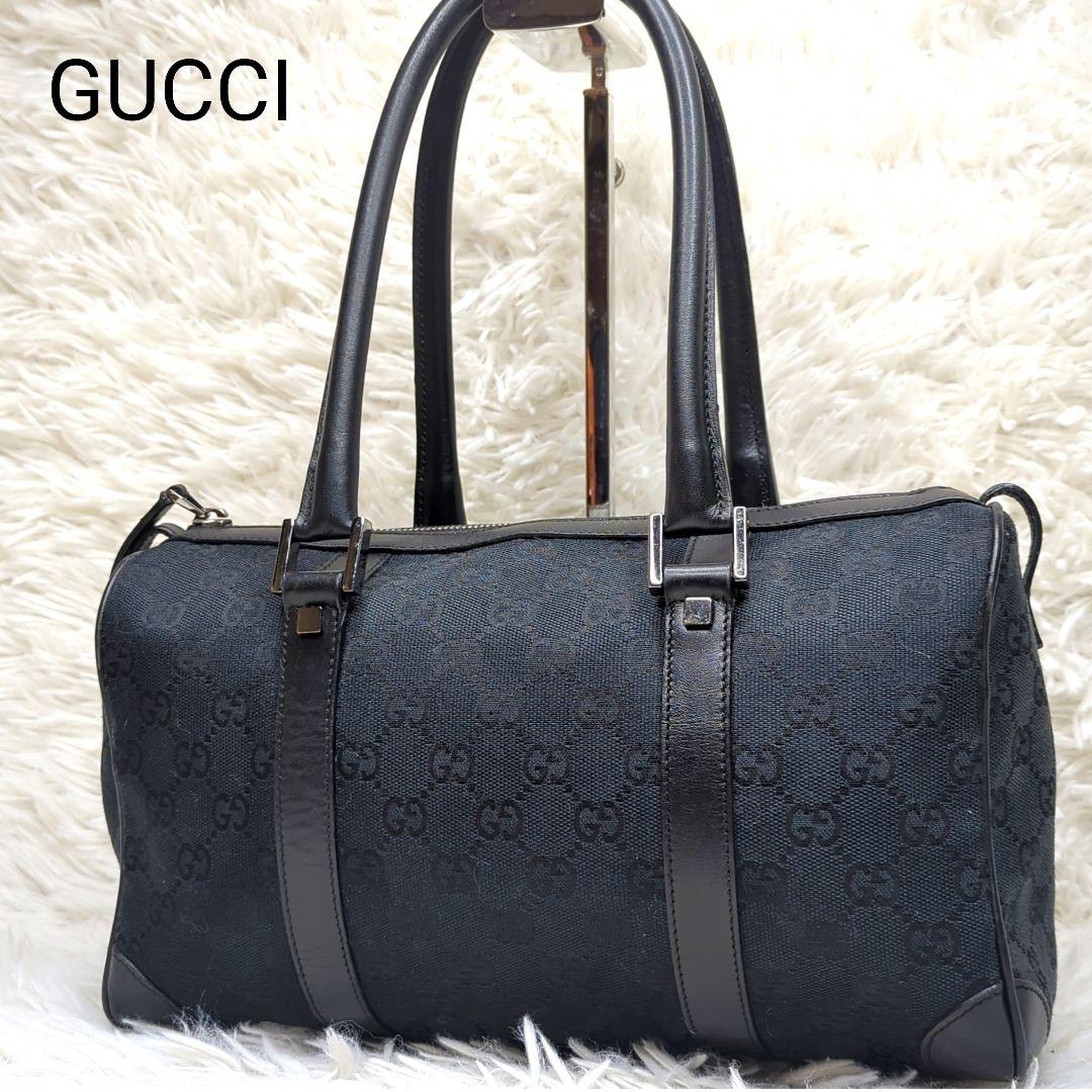 良品✨グッチ ミニボストン ブラック GGキャンバス レザー 000 0851