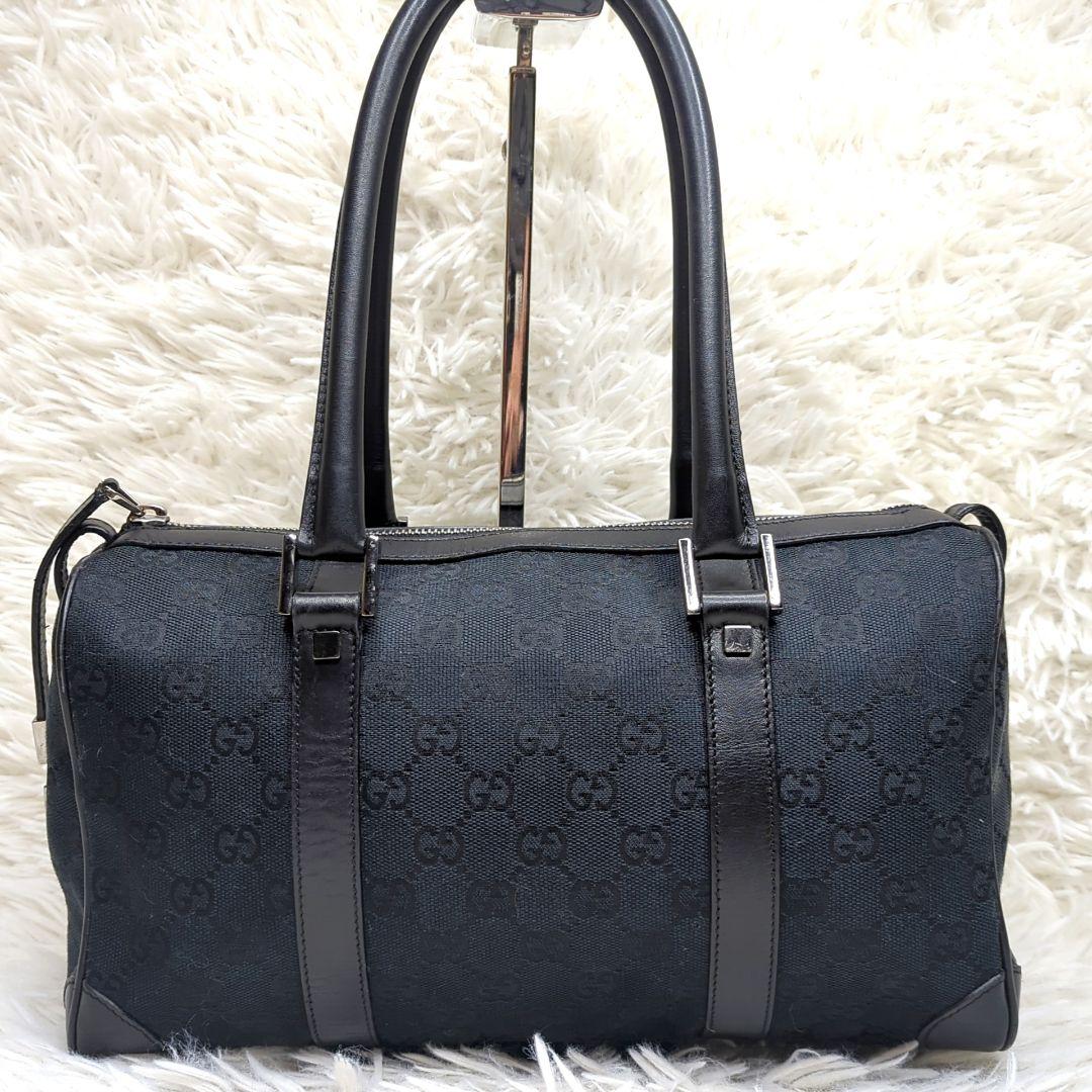 良品✨グッチ ミニボストン ブラック GGキャンバス レザー 000 0851