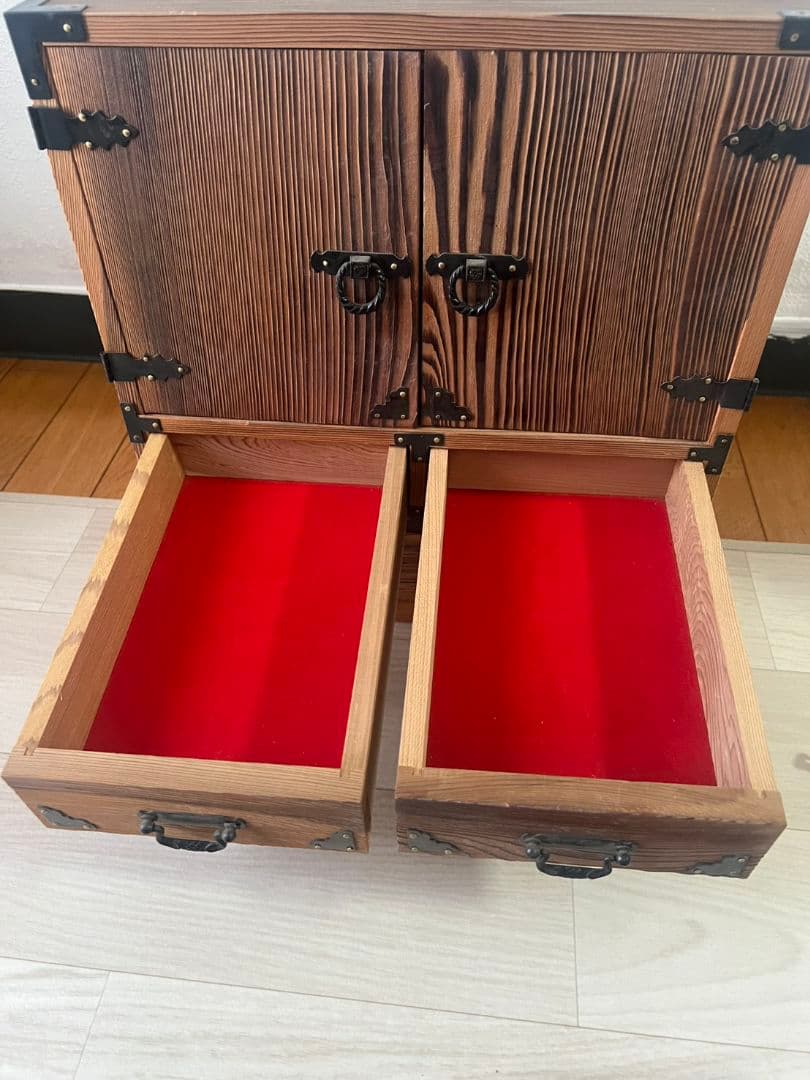 アンティーク　焼杉仕上げの和風ミニ箪笥