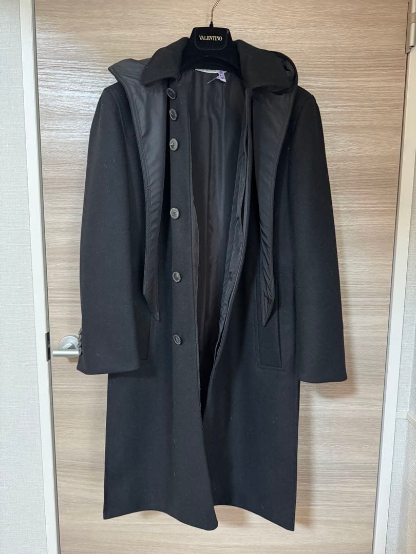 正規 VALENTINO ヴァレンティノ コート 黒 フード付