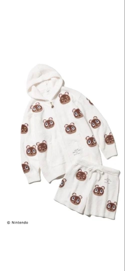 ジェラートピケ　どうぶつの森 つぶまめジャガードパーカー&ショートパンツSET