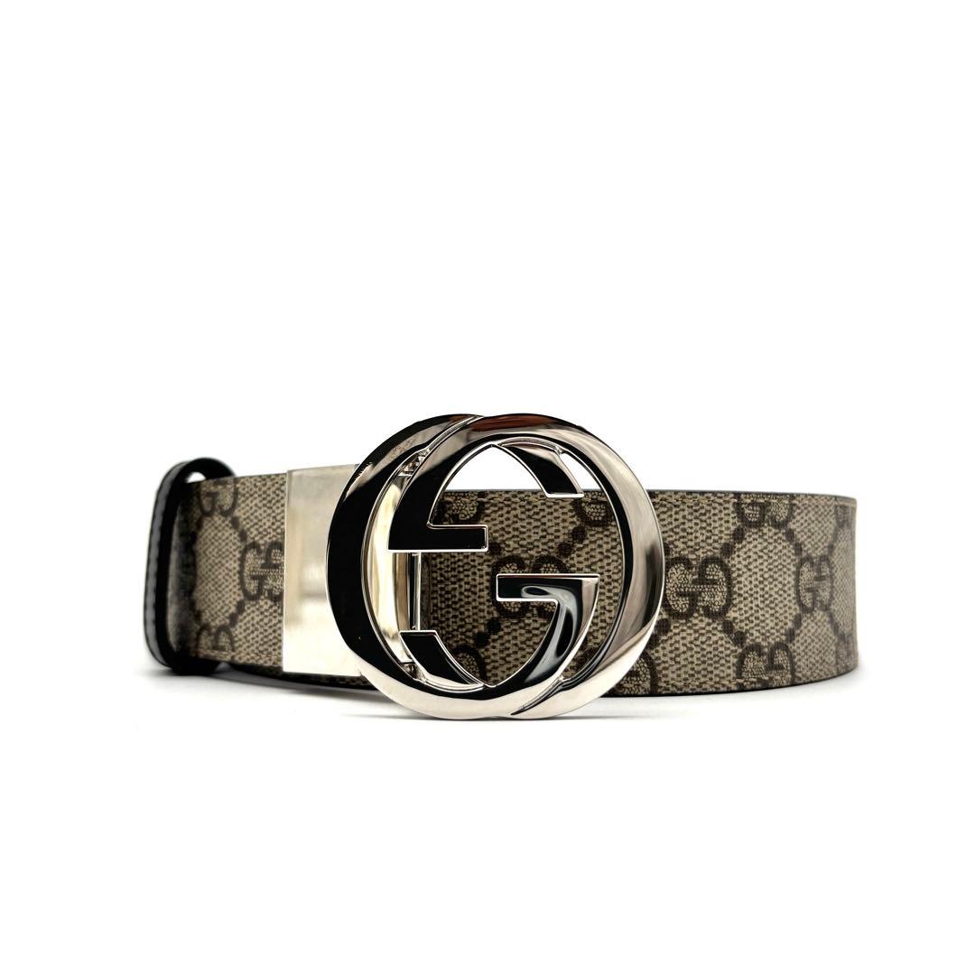 未使用保管品 グッチ ベルト GGスプリーム インターロッキング ロゴバックル