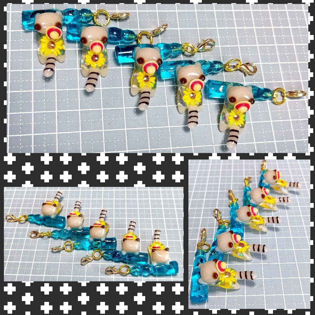 オーダー★　レジン猫チャーム　猫キーホルダー　まねき猫　ぐで猫　ミニチュアフード