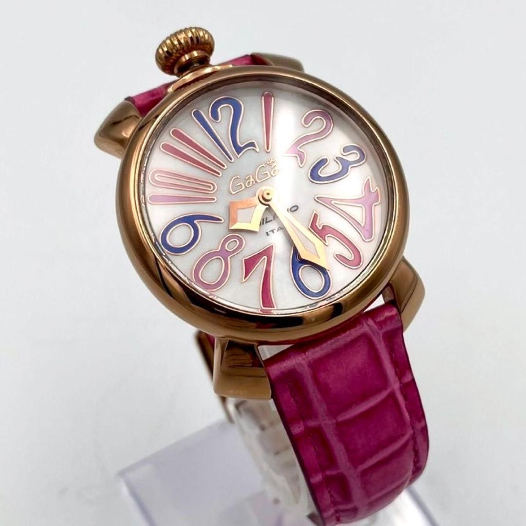 501 新品電池 ガガミラノ マヌアーレ40 腕時計 クォーツ 純正ベルト 稼働