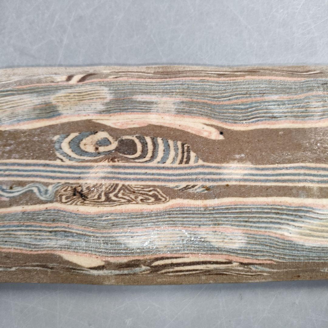 A1277-8/和弘 造/絞胎長皿5客/銘々皿/飾皿/盛皿/菓子皿/懐石道具/